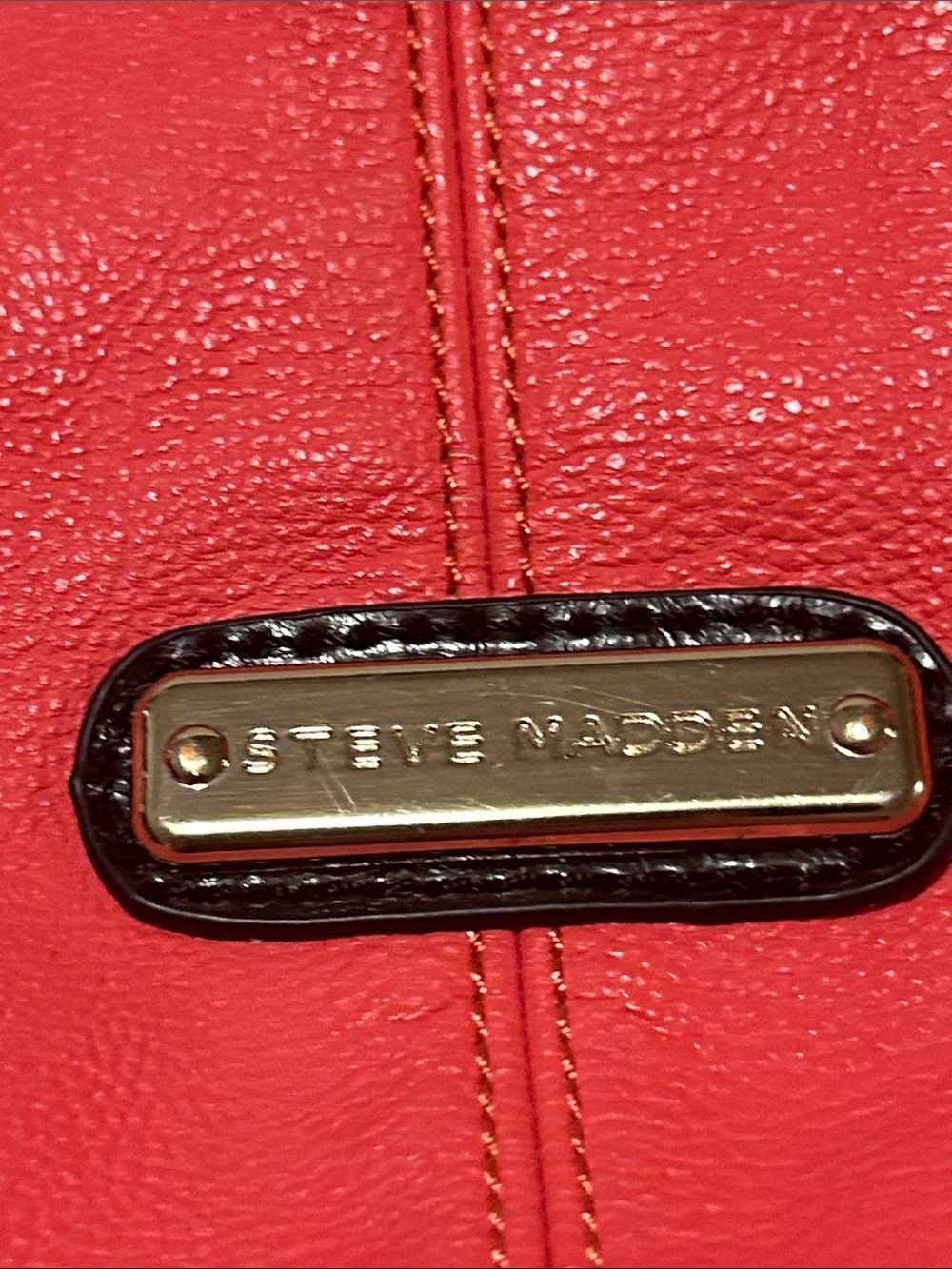 Steve Madden Red and Black Shoulder Satchel with Removable Strap - Picture 5 of 14
